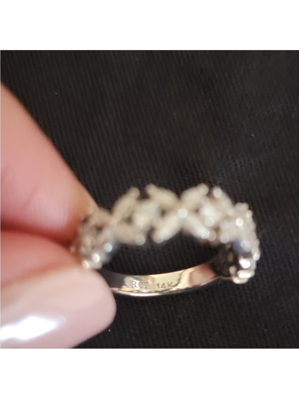 14K White Gold Marquise Moissanite & Round Moissanite 3/4 Eternity Ring - Picture 7 of 8